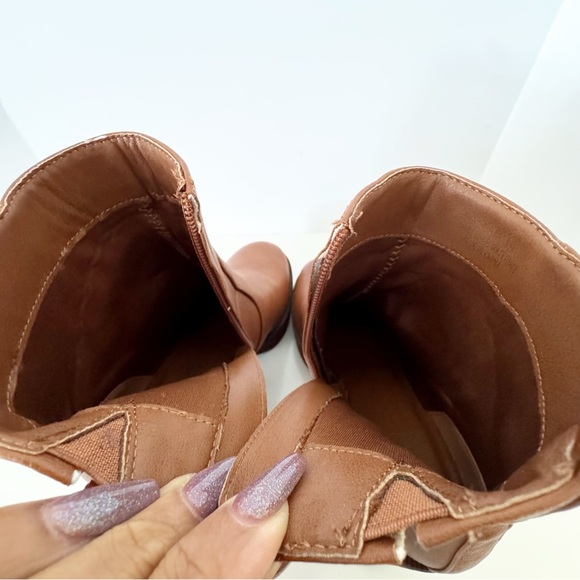 House Of Harlow 1960 Festival Boots Platform Tall Block Heel Boho 8 Cognac - Picture 6 of 9